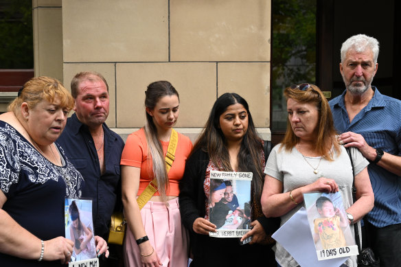 Families of the deceased outside the Supreme Court of Victoria on Friday.