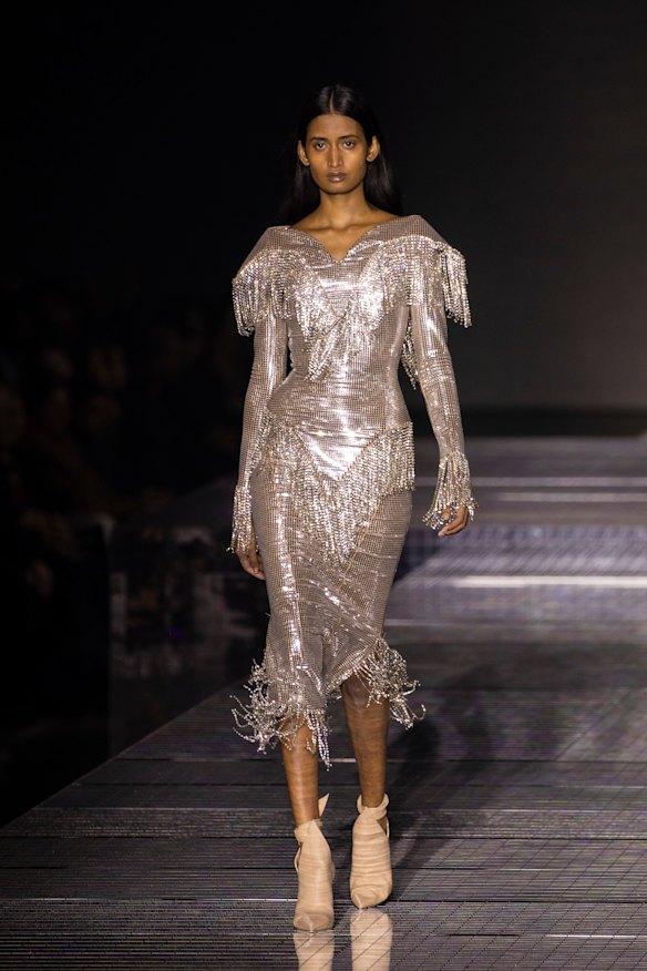 Strong shoulders, '80s' glam and a slight Western vibe at Burberry.