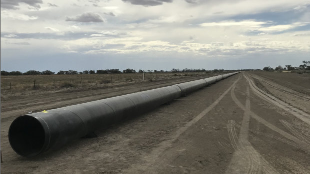 Steel pipes lining the Silver City Highway north of Wentworth.