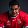 Vunipola Fifita posing in Tonga gear at the 2019 Rugby World Cup.