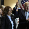 ‘I’ll be on the sidelines’: Biden joins Kamala Harris on campaign trail