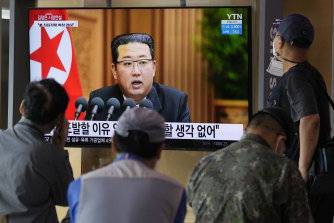 North Korean leader Kim Jong-un, on the news in South Korea, in September. 