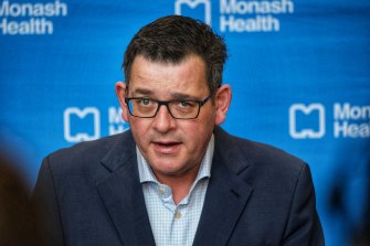 Victorian Premier Daniel Andrews addressing the media this morning. 