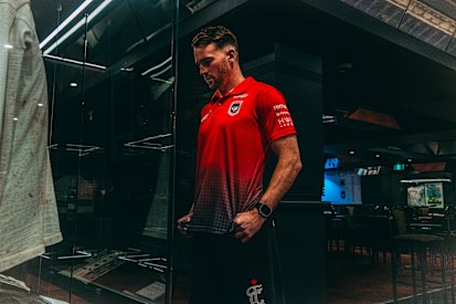 New St George Illawarra recruit Clint Gutherson tries on his new colours.