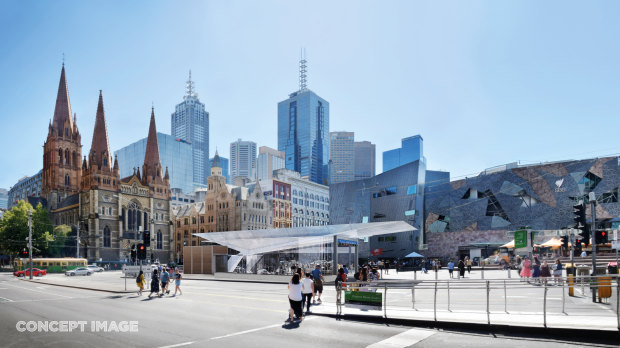 The proposed new design for Town Hall station at Federation Square.