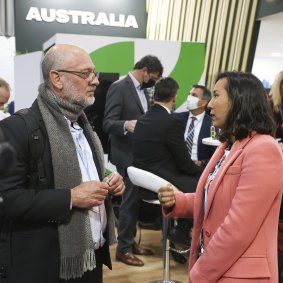 Tim Flannery and carbon utilisation expert Sophia Hamblin Wang at the  summit. Like many others he was fearful that the meeting might collapse like the Copenhagen talks in 2009.