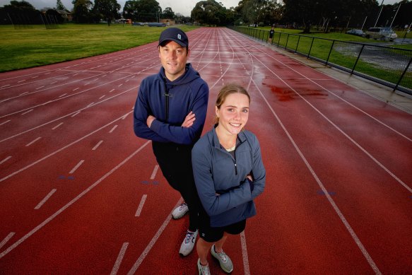 Claudia Hollingsworth with her trainer, former world champion distance runner Craig Mottram.