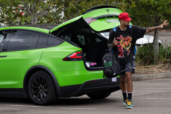 Nick Kyrgios at the practice courts at United Cup at Sydney Olympic Park.