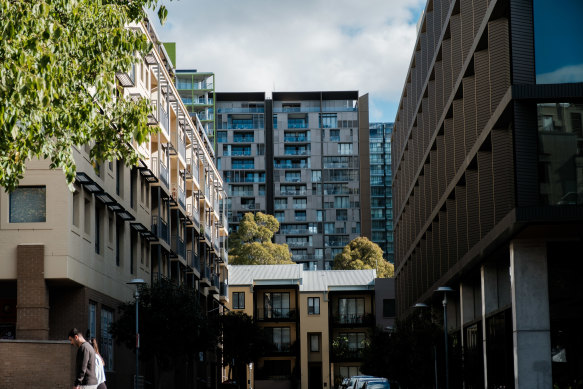 Apartment buildings in the inner city suburb of Pyrmont.