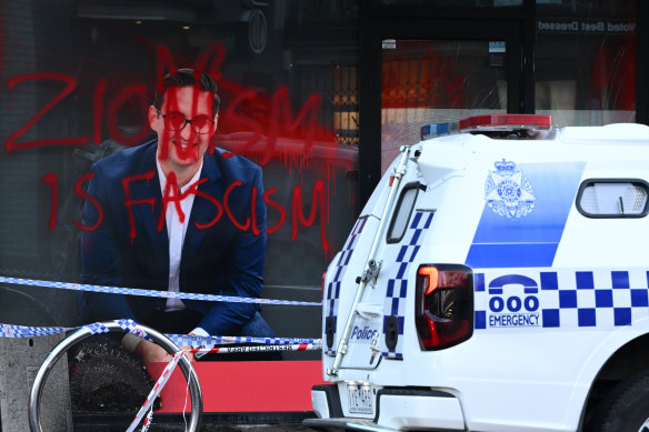 Police investigate a fire and criminal damage at Labor MP Josh Burns’ electoral office.