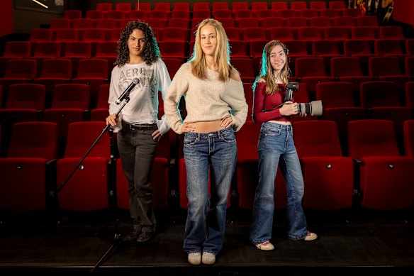 Ben Kaldas (left) wants to study music, Mai Lilly Roberts wants to study fashion marketing and Em Eaton is aiming for photography at the Australian College of the Arts.