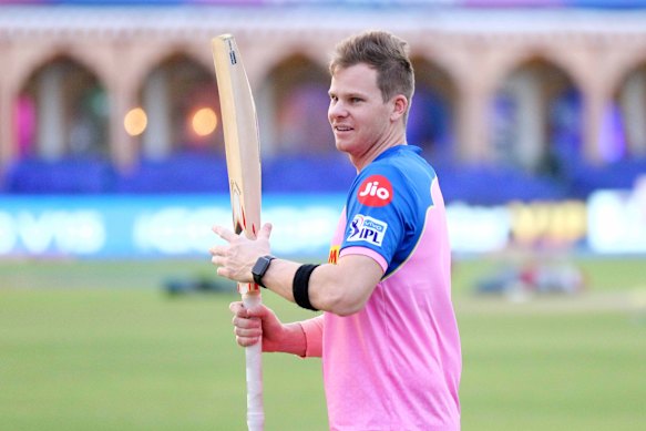 Lachlan Murdoch bought into the Rajasthan Royals in 2008. Player Steve Smith is pictured in 2019.