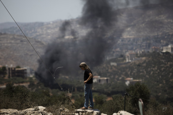 An Israeli settler at the illegal West Bank settlement of Evyatar.
