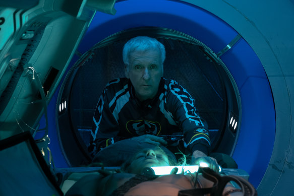 Director James Cameron behind the scenes on Avatar: The Way of Water.