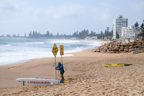 Collaroy Beach in Sydney was closed due to the tsunami warning on Sunday.