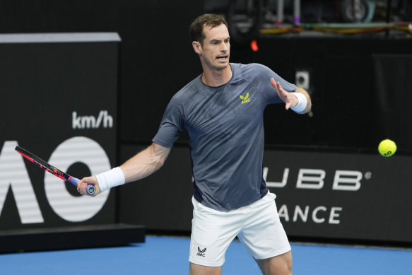Andy Murray in a practice session at the Australian Open.