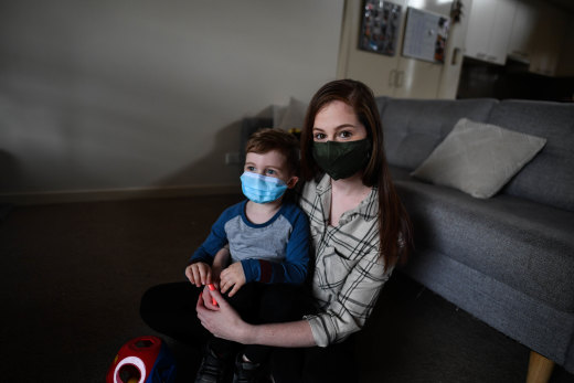 Single mother Katie with her three-year-old son. "I am now able to buy proper groceries for myself and my son."