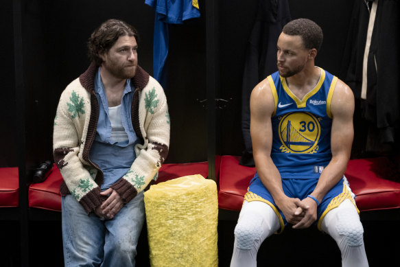Adam Pally as Danny and basketballer Steph Curry playing himself in Mr Throwback.