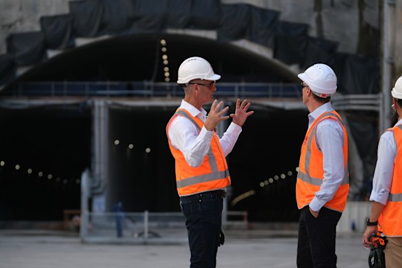 Premier Chris Minns (above right): “It’s just insane that we’re in this situation where so much basic work needs to be clogged up with unnecessary regulation.”