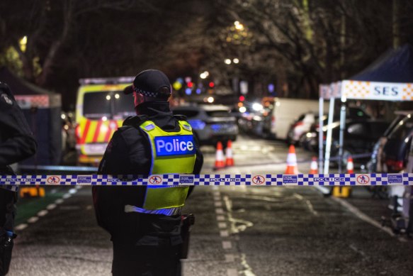 Police at the scene of the shooting in Fitzroy in July 2022.