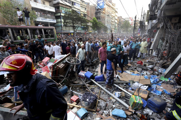The site of an explosion in Dhaka Bangladesh on Tuesday.