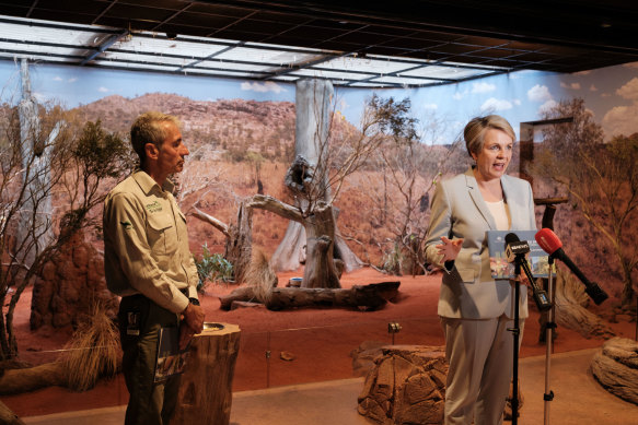 Environment Minister Tanya Plibersek  launches a conservation action at Taronga Zoo on Tuesday.