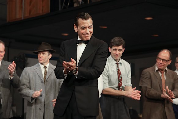 George Clooney appears at the Good Night, and Good Luck Broadway opening night.