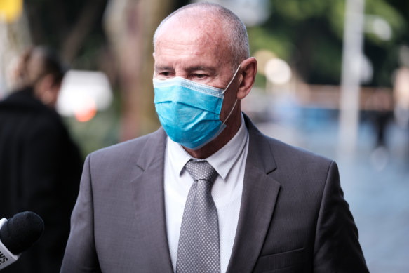 Chris Dawson outside the NSW Supreme Court on Monday on the last day of his trial.