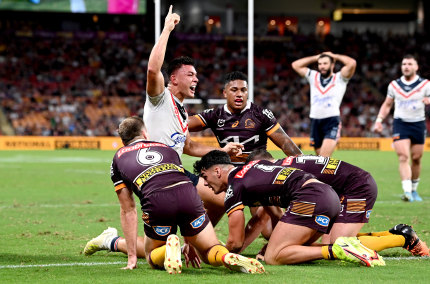 Two-try Roosters hero Joey Manu.