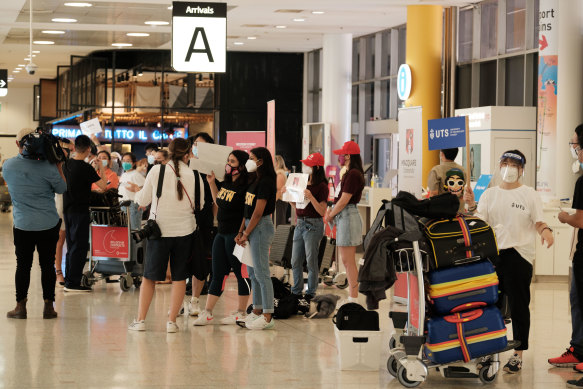 International students, such as these arriving back from China, have moved back into specialist accommodation across the country.