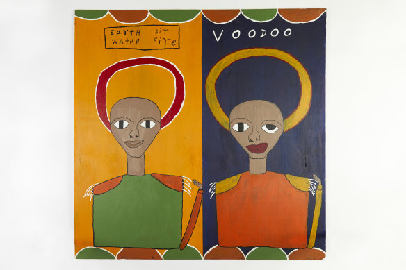 Olana Janfa's paintings draw on his Ethiopian heritage. 