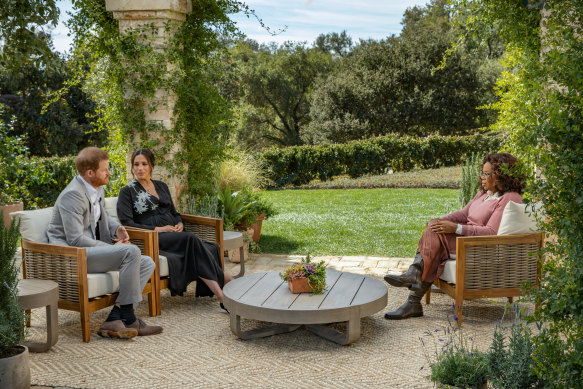 Oprah Winfrey interviews Prince Harry and Meghan, The Duke and Duchess of Sussex, for a CBS Primetime special.