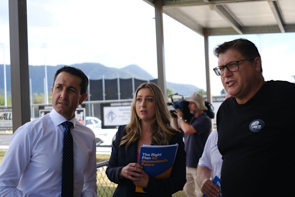 An opposition-era David Crisafulli and Laura Gerber on the 2024 election trail in Cairns.