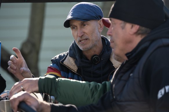 Craig Gillespie on the set of Dumb Money.