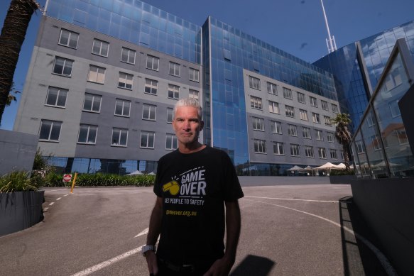 Former Socceroo Craig Foster was in Melbourne on Thursday to visit his friend Mostafa Azimitabar at the Mantra Hotel in Preston.