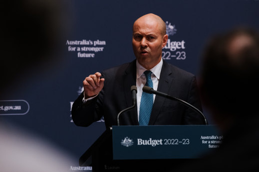 Federal Treasurer Josh Frydenberg in the budget lock-up on Tuesday.