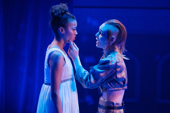 Grace Driscoll and Jules Pendrith play Natasha and Anatole in Natasha, Pierre & the Great Comet of 1812.