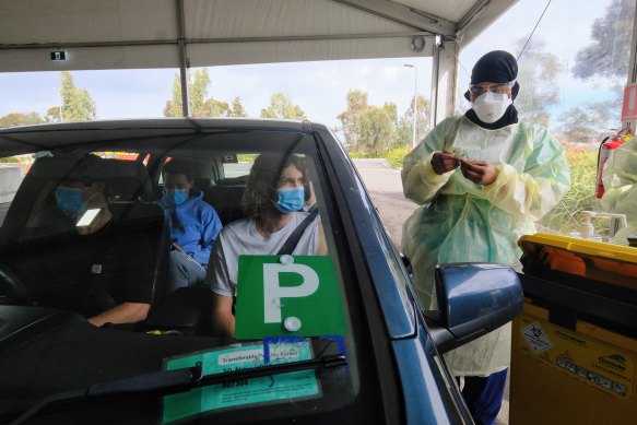 A drive-through vaccination hub opened at Werribee’s Eagle Stadium this month.