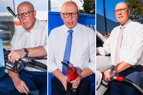 Filling his cup: Peter Dutton kept going back to service stations during the campaign.