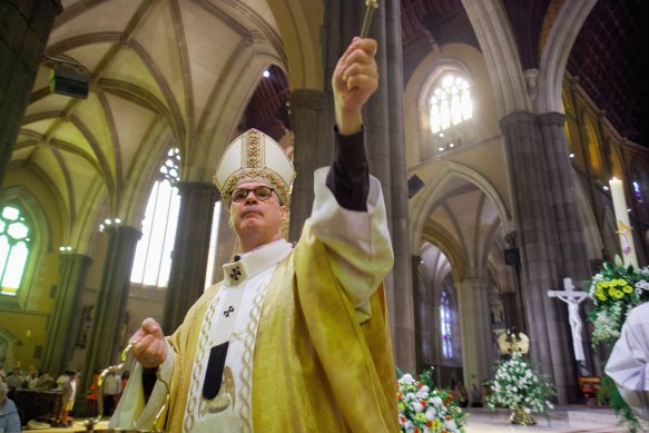 Catholic Archbishop of Melbourne Peter Comensoli on Easter Sunday this year.