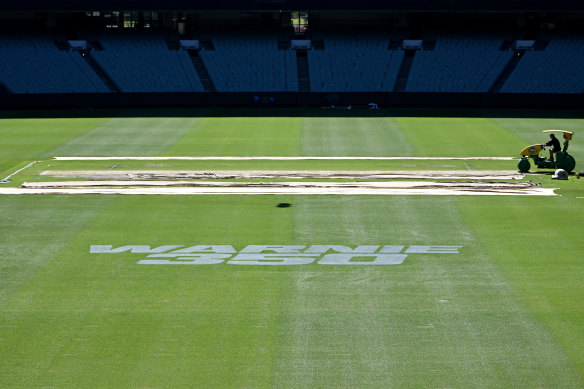 MCG curator Matt Page sits on a roller at the MCG the day before the Boxing Day Test.