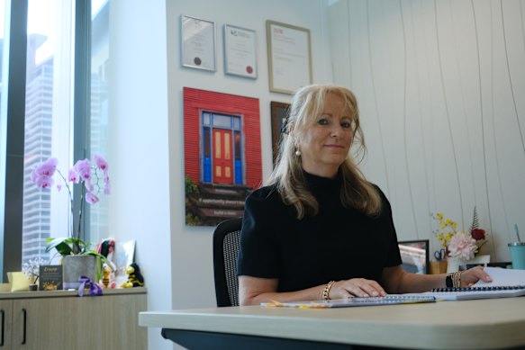 Queensland Human Rights Commissioner Debbie Platz APM in her Brisbane office earlier this week, almost one month into her time in the role – and only the second to hold it.