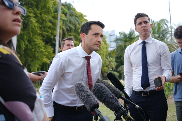 David Crisafulli held a defensive press conference in Brisbane on the LNP’s backflip, which has cast a cloud over the state’s previously bipartisan First Nations policy approach.