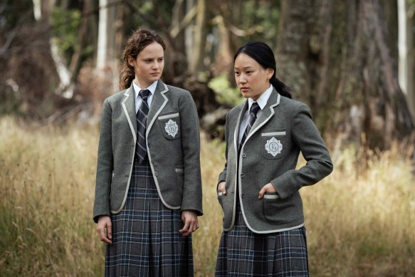 Jana McKinnon and Yerin Ha in Bad Behaviour.