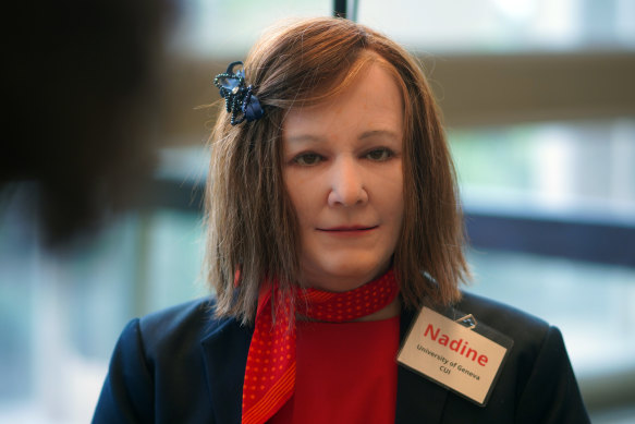 Computer says no: Receptionist robot Nadine of the University of Geneva at a summit on artificial intelligence in Switzerland on July 6.