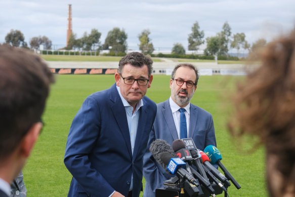 Premier Daniel Andrews and former major events minister Martin Pakula last year.