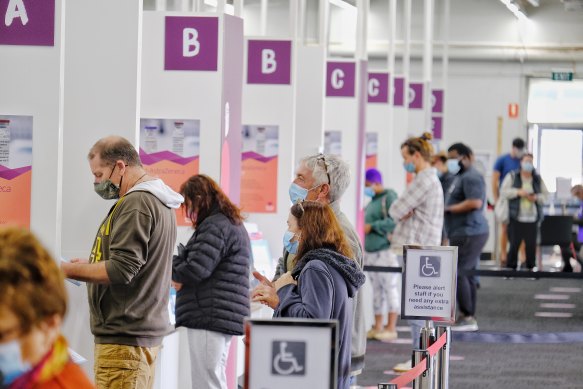 The Barwon Health vaccination hub in Geelong.