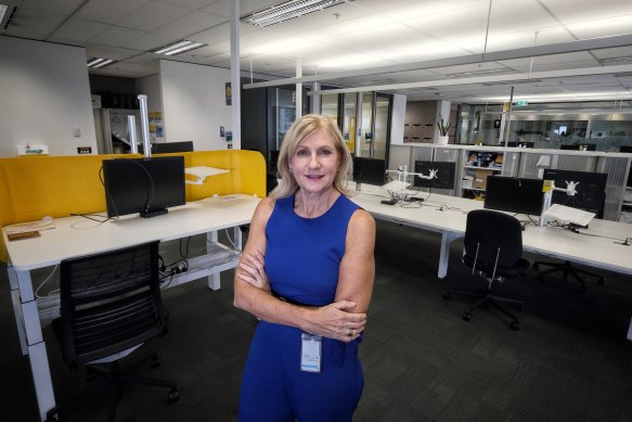 Talent leader Elisa Colak at the mainly empty EY office in Melbourne on Monday. 