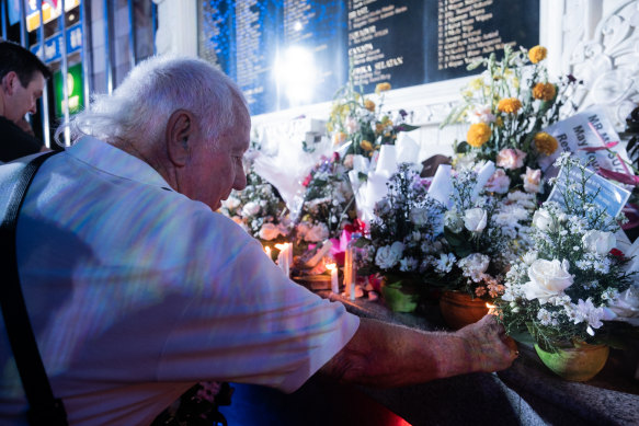 A man at the commemoration ceremony for the 20th anniversary of the Bali bombings.