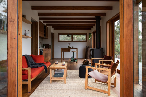 Mill Cabin embraces off-the-grid living in sub-alpine woodlands.